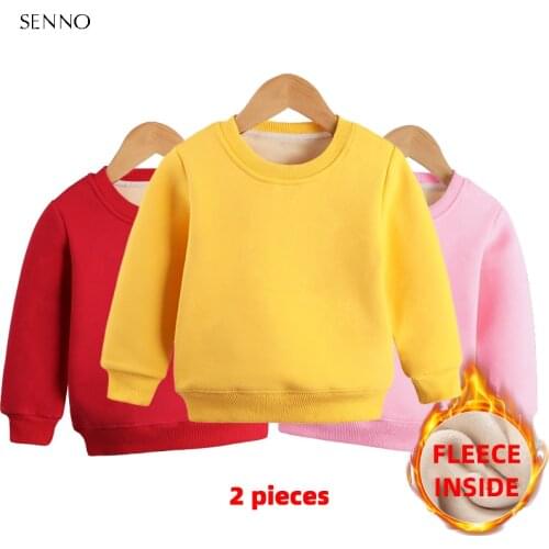 2pcs Fleece Solid Childrens Sweatshirt for Boy 100% Cotton Kids Hoodies Baby Girls Winter Clothes Sweat Shirt Boy Sweatshirt