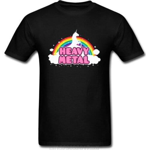 Heavy Metal Unicorn Tops Rainbow Tees Man Tshirt Women T Shirt Black T-shirt Kawaii Cartoon Clothing Boyfriend Gift Shirts