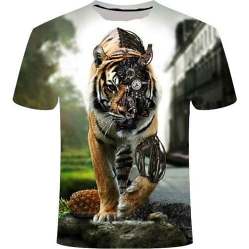 2021 Summer Mens Hot 3D Printed Tiger T-shirt Mens and Womens Summer Comfortable Loose Short Sleeve, Fashionable Casual Stree