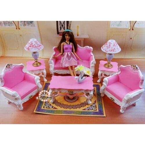 Simulated Furniture living room sofa coffee table doll accessories doll house girls DIY toys deluxe furniture for barbie doll