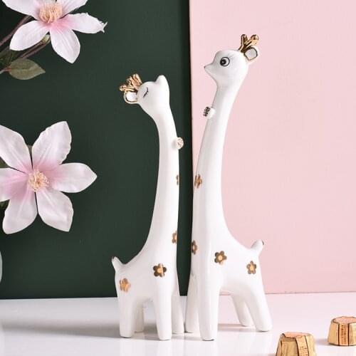 Ceramic Deer Figurines Creative Home Wedding Decorations Ceramic Animal Crafts Home Decorations Couple Deer Wedding Statue