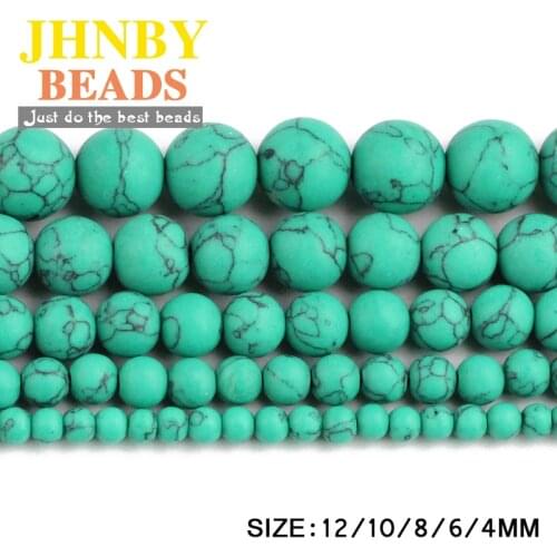 JHNBY Matte Green calaite Natural Stone Round ball 4/6/8/10/12MM Loose beads for jewelry Finding making bracelet accessories DIY
