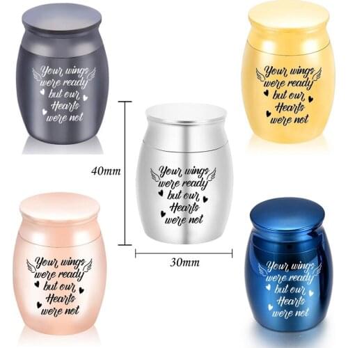 Pet Urn Mini Souvenir Aluminum Cremation Tin Dog Cat Urn -Your Wings Were Ready But Our Hearts Were Not