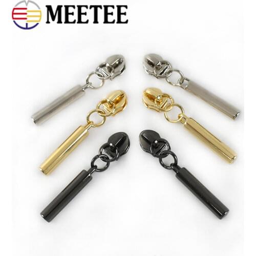 Meetee 10pcs 5# Zipper Slider for Nylon Metal Zip Jacket Coat Bag Zippers Head Puller Repair Kit DIY Clothing Sew Zips Accessory