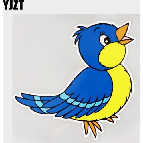 YJZT 11.6CM×11.9CM Cartoon Blue Bird Singing Cute PVC Decal Car Sticker 11C-0151