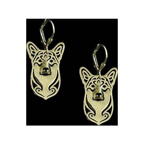 Wholesale Handmade Cartoon Pembroke Welsh Corgi dog Earring jewelry golden color plated Corgi Earring 12pair/lot
