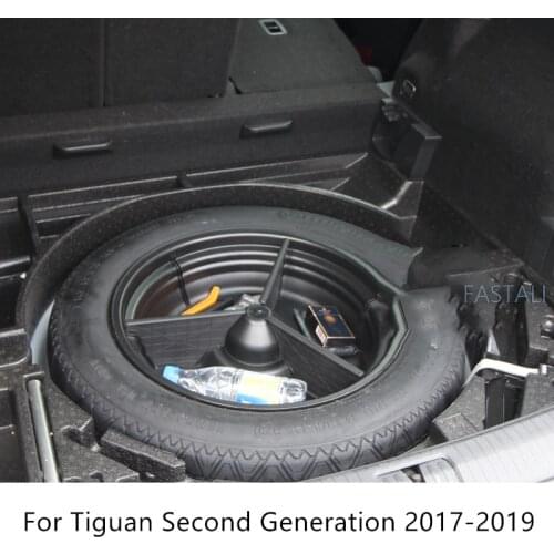 For Tiguan Second Generation 2017-2019 Trunk storage box Car spare tire plastic box auto decoration Accessories car styling
