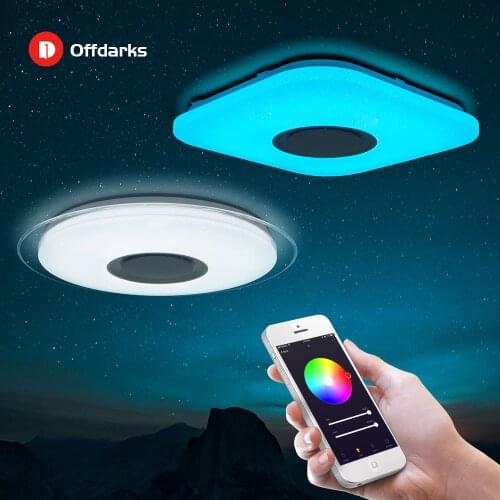 Offdarks Modern LED Ceiling Light Bluetooth Speaker with Remote Control APP Living Room Bedroom Kitchen Ceiling Lamp