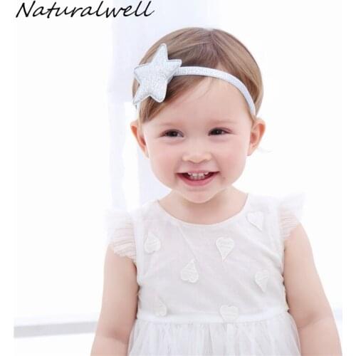 Naturalwell Children girls Silver Star Headband Newborn Hairdbands Gold Star Hair accessories Star Halo photo shoots HB047D