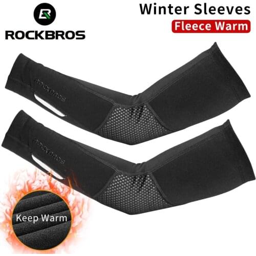 ROCKBROS Winter Fleece Warm Arm Sleeves Breathable Sports Elbow Pads Fitness Arm Covers Cycling Running Basketball Arm Warmers