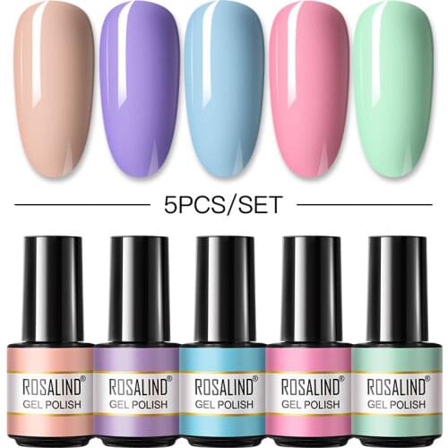 ROSALIND Gel Nail Polish Set 2/3/5PCS Matt Top Coat Esmalte Semi Permanent Kit For Manicure Nail Polish UV Lamp Nail Kit New