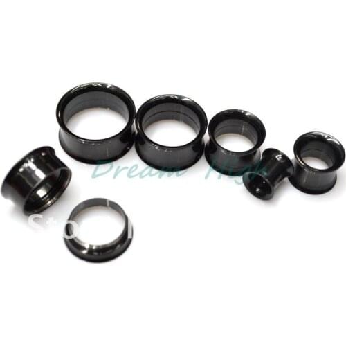 New arrive 2Pcs/lot Black Body Jewelry Stainless Double Flared Internally Threaded Flesh Tunnel Ear Expander Plug Big Size