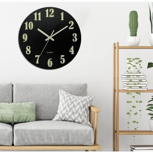Modern Design Battery-Powered Living Room Night Luminous Wall Clock Home Decor