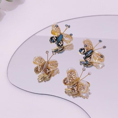 VSnow Fairy Exquisite Contrast Color Butterfly Dangle Earring for Women Asymmetric Rhinestone Earring Party Jewelry Pendientes