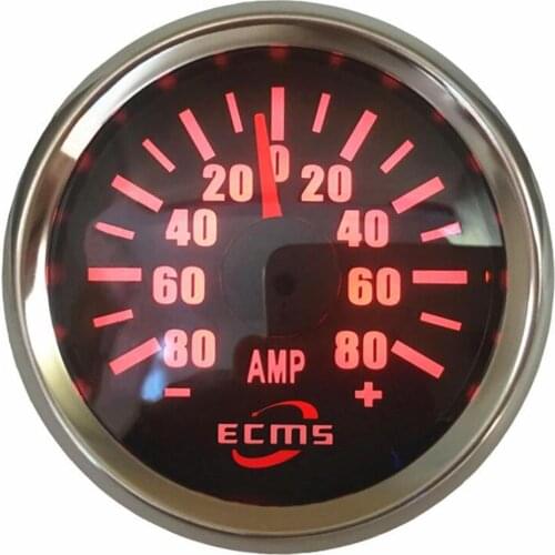Pack of 1 Auto AMP Gauges Modification 52mm Pointer Ammeters 0-80A Amperemeters Lcd Ampere Meters Red Backlight with Shunt
