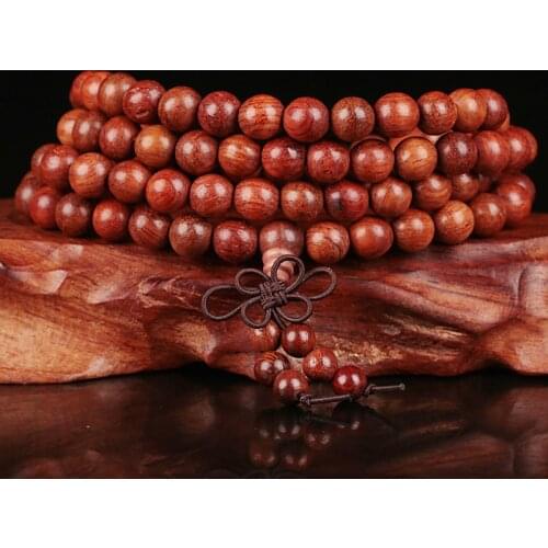 108*6mm/8mm Wood Tibetan Buddhist Prayer Beads Bracelets Buddha Mala Rosary Wooden Charm Bracelet Women and Men Yoga Gift