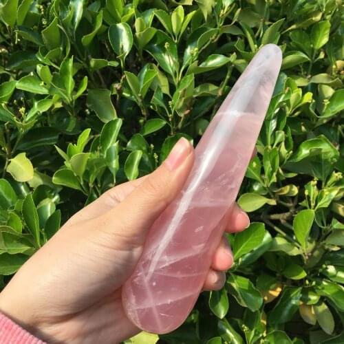 15-16cm Natural rose crystal massage stick