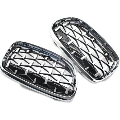 2Pcs/Set Car Front Grille Diamond Grills Meteor Style For BMW E90 E91 3 Series 2009-2012 Auto Accessories Silver And Black