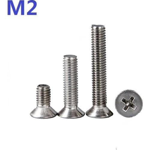 200PCS M2*3/4/5/6/7/8/10/12/14/16/18/20/25/30MM SUS304 Countersunk Cross flat head Screws Philips Head Bolts Fasteners Hardware