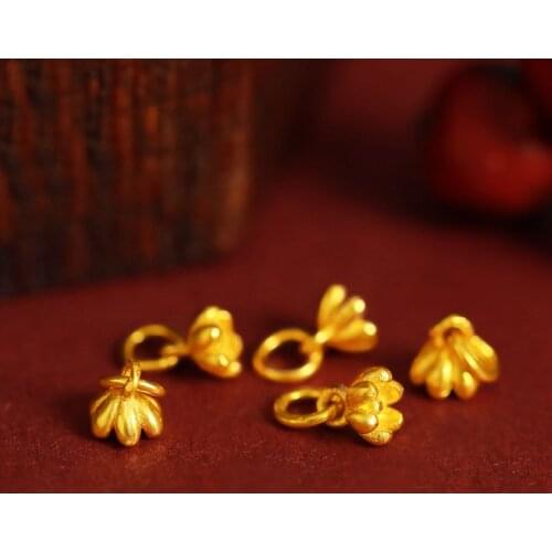 24K Yellow Gold Pendant Women 3D 999 Gold Flower Necklace Pendant