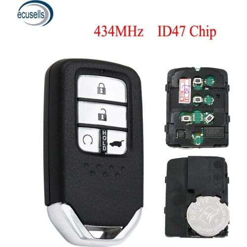 4 Button Smart Remote Key Fob 434MHz 47 Chip for Honda URV CRV 2017-2018 P/N: A2C98320100