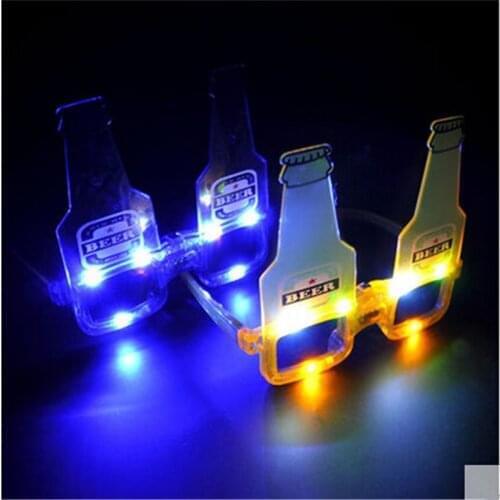 5pcs/lot Gafas Led Halloween Christmas Costume Party Decoration Flash Led Beer Bottle Glasses Light Up Toys For Kids Supplies