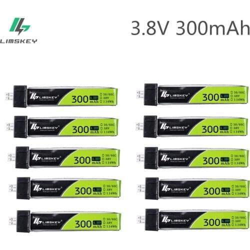 Limskey 1S 300mAh 3.8V 30C/60C LiHV Lipo Battery PH2.0 Plug for UK65 US65 Mobula7 Snapper 65S Drone 10PCS