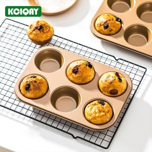 6 Cups Nonstick Muffin Cake Pan Carbon Steel Muffin Baking Tray Quick Release Cupcake Pan Kitchen Bakeware For Oven Baking