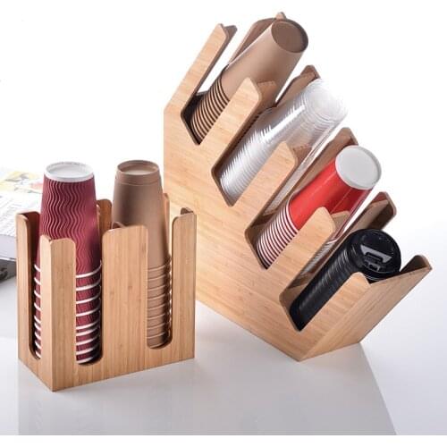 Bamboo Coffee Rack Acrylic Coffee Paper Holder Tea Shop Supplies Cup Holder Cup Separator Cup Lid Milk Tea Rack