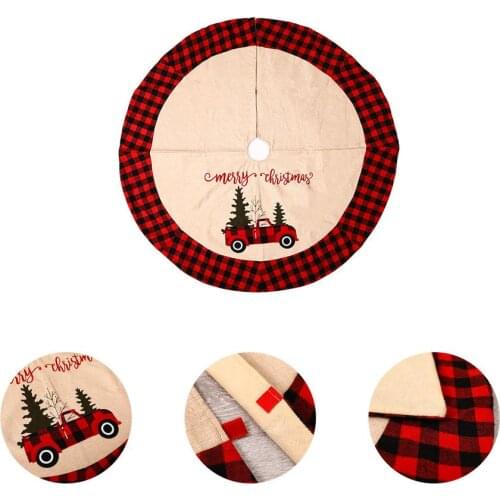 Black and Red Grid Christmas Tree Skirt Holiday Props Tree Skirt
