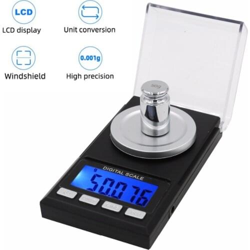 100g/50g Electronic Scales High Precision 0.001g Digital Jewelry Scale LCD Diamond Lab Weight Milligram Pocket Weigh40% off