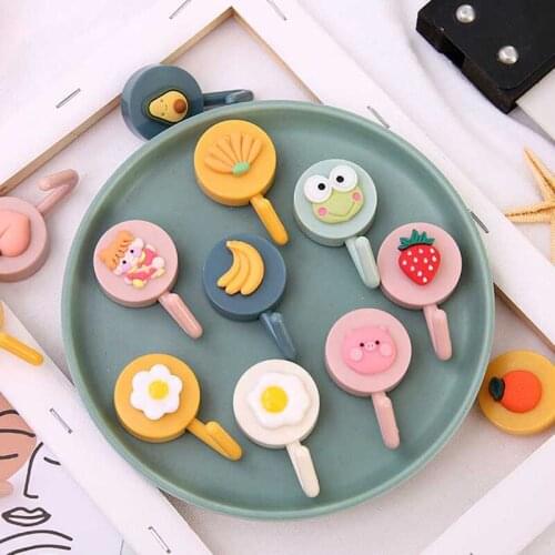 Ins Animal Decorative Wall Hook Punching-free Behind-door Keys Clothes Bags Coat Hook Wall Hanger Hook Fruit Shape Storage Hooks