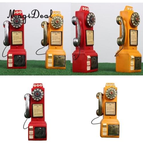 Vintage Rotary Phone Piggy Bank Home Office Desk Display Resin Crafts Tabletop Centerpieces Collectible Figurines Ornaments Gift