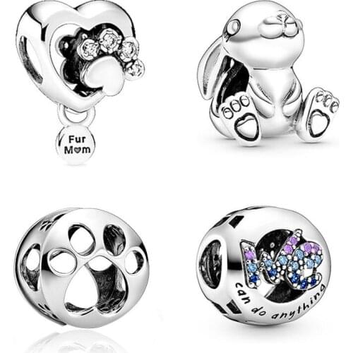 New Hot Sale Ninny Rabbit Real 100%925 Sterling Silver Charms Fit Original Pandora Bracelet Bangle DIY Jewelry Making 204