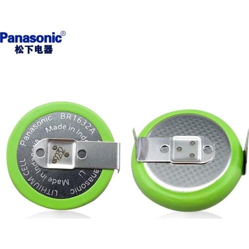 20pcs/lot Panasonic BR1632A/HAN 3V Lithium Batteries Cell with Soldering Pins Wide Temperature Button BR1632A Battery 125 Degree