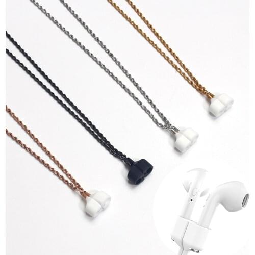 Wholesale Drop Shipping Magnetic Wireless Earphone Strap Anti Lost String Metal Rope Leather Chain For Apple Airpods Pro