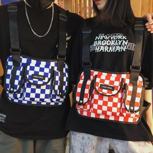 Men Multicolor Chest Rig Hip Hop Streetwear Unisex Cool Functional Tactical Chest Bag Cross Waist Bag Nylon Punck Style Backpack