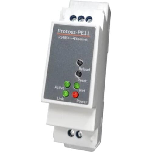 DIN-Rail Serial port RS485 to Ethernet converter server Protoss-PE11 AC110V~220V or DC Support Modbus TCP to RTU