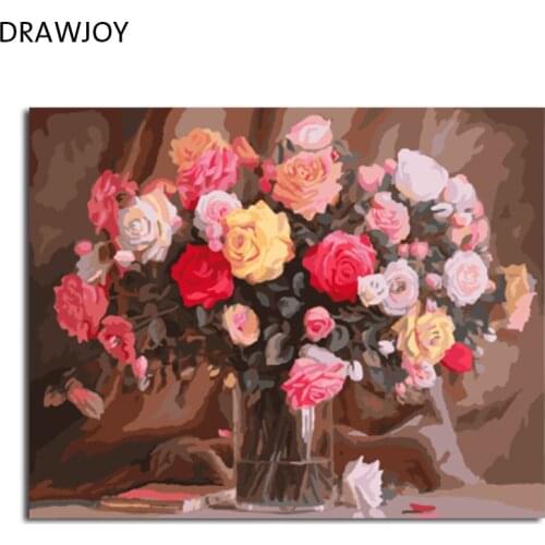 DRAWJOY Flower Framed Picture DIY Painting By Numbers Painting & Calligraphy Home Decoration For Living Room Wall Art