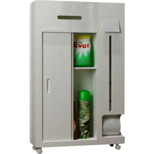 Bathroom waterproof quilted floor rack WPC board Toilet side cabinet Locker Non-toxic odorless with Universal wheel