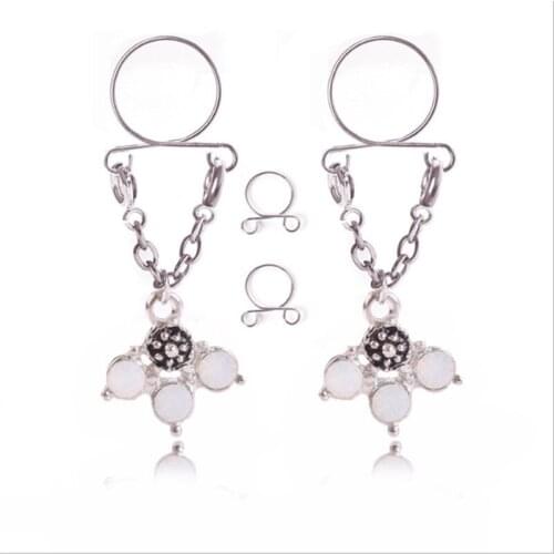 New Style Trendy Non pierced Clip On Nipple Ring Women Sexy Fake Nipple Rings Fashion Tree Dangle Adjustable Sexy Body Jewelry