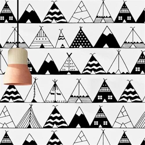 Wellyu Nordic style wallpaper background black and white plaid geometric living room bedroom boy girl children room wallpaper