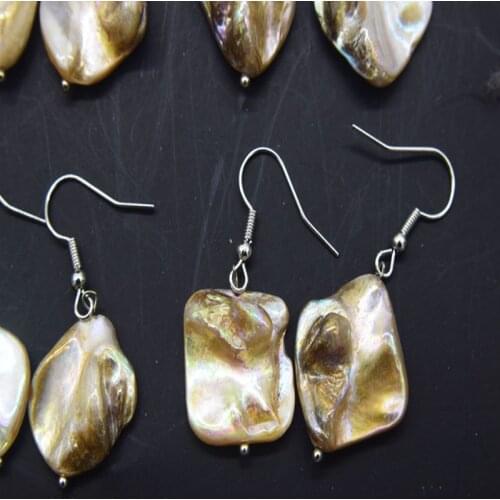 WHITE SHELL FLAT BAROQUE hook earrings FPPJ wholesale beads nature