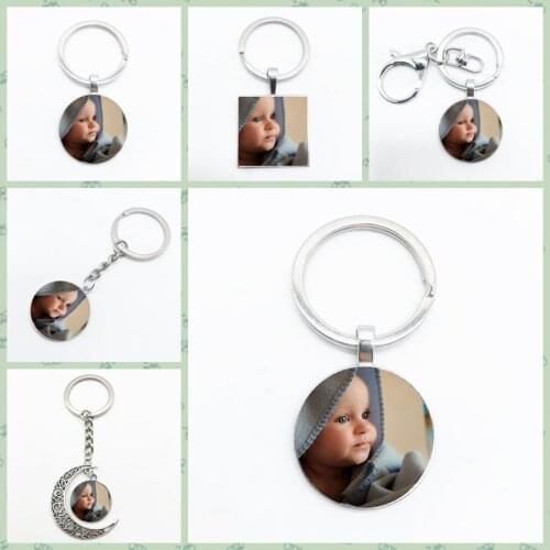 Customize Any Picture of Baby Boy Mom Dad and Grandpa Picture Custom Pendant Keychain Gift Keychain for Family