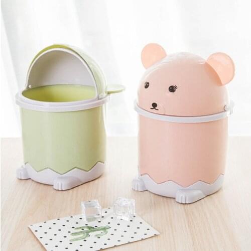 Cartoon upper mini trash can with lid creative living room coffee table small paper basket