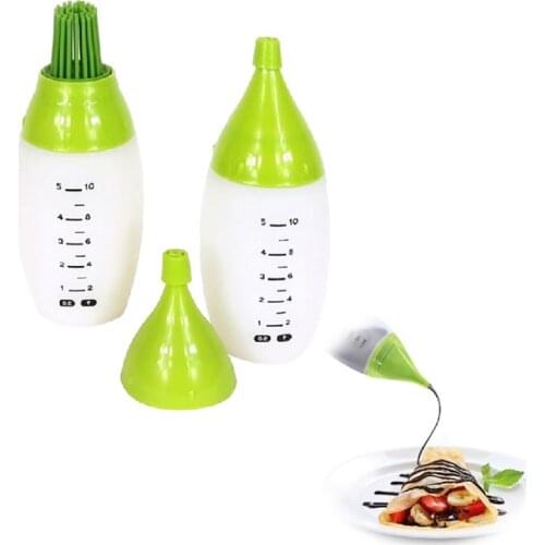 Barbeque Squeeze Brush Sauce Oil Bottles 1 Set BBQ Cooking Tools Acrylic Silicone Piping Spices Bakery Accessories