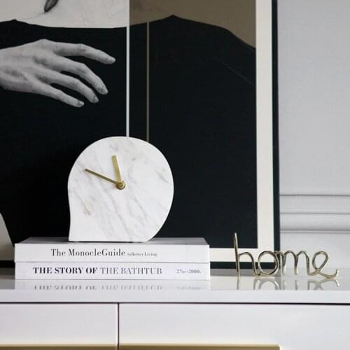 Modern Model Room Hotel Project Home Living Room Study Soft Decoration Ornaments Natural Marble Water Drop Shape Desk Clock