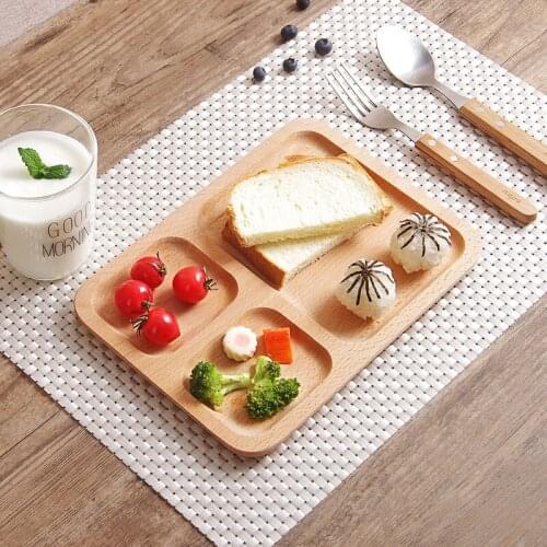 Japan Style Wooden Tray Household Grid Plate Cake Breakfast Plate Tea Cup Tray Tableware Dish Tray Snack Plate