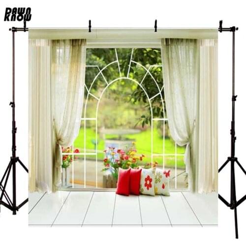 Curtain Window Vinyl Photography Background Indoor Wood Floor New Fabric Flannel Backdrop For Wedding photo studio Props 3994