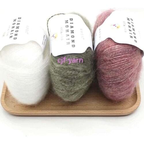 Knitted 25g/Ball Mohair Cashmere Yarn Silk Silk Thread Soft Baby Wholesale Crochet Lot 1ply Knitting Sweater Wool 260M/0.9MM